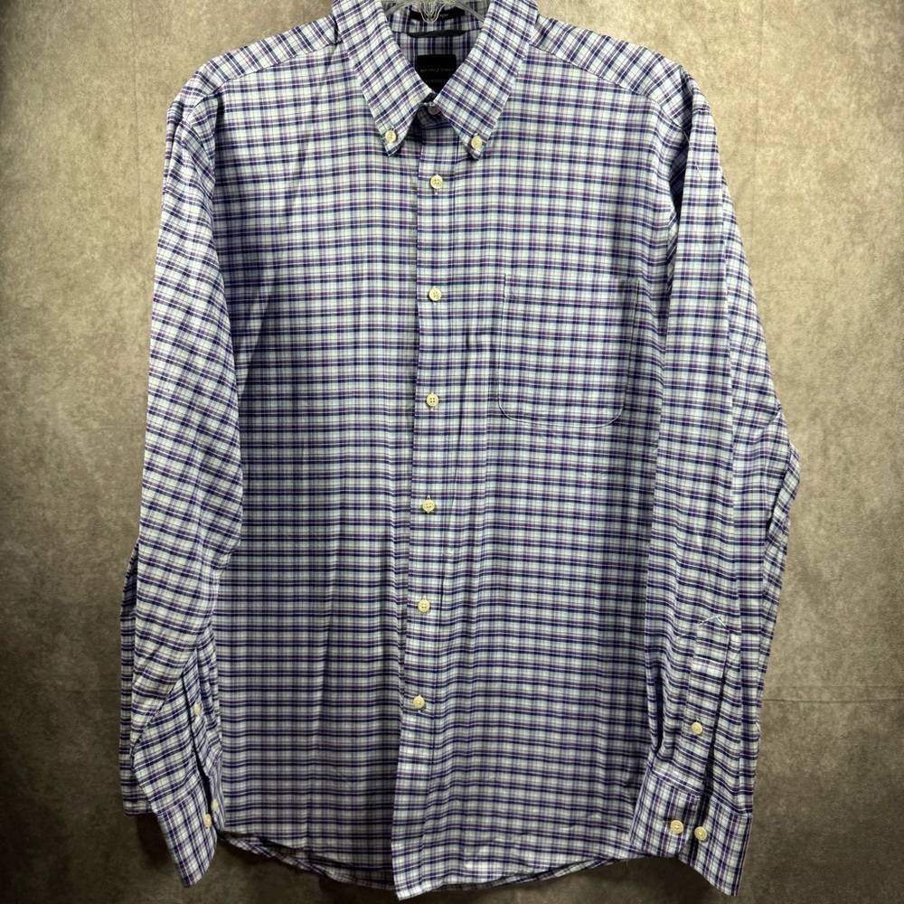 Dockers Battery Street Collection Men’s Large Classic Fit Purple Blue Plaid LS
